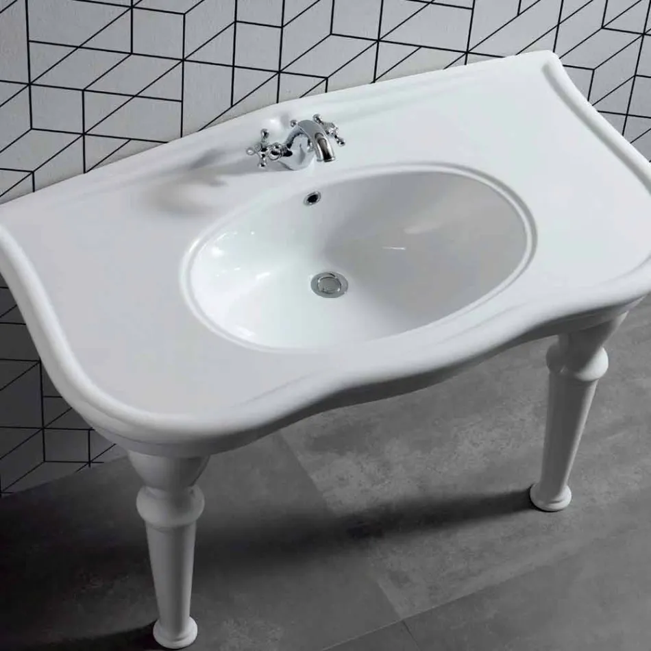 Lavabo con Gambe o Senza in Ceramica L 110cm, di Design Avise Viadurini