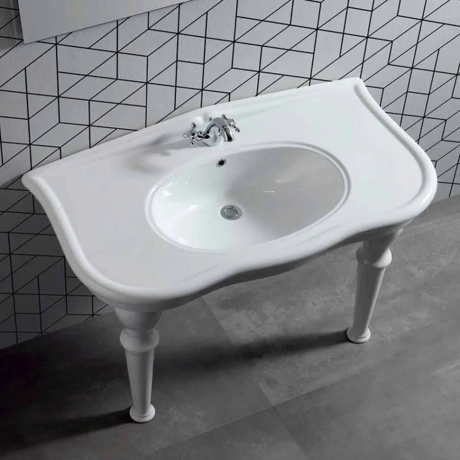 Lavabo con Gambe o Senza in Ceramica L 110cm, di Design Avise Viadurini