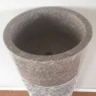 Lavabo conico a colonna in pietra naturale Iga, pezzo unico Viadurini