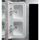 Lavabo Consolle a Colonna in Ceramica Doppia Vasca Made in Italy - Wollie Viadurini