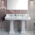 Lavabo Consolle a Colonna in Ceramica con Doppia Vasca L 125 cm - Wollie