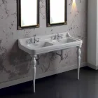 Lavabo consolle classico a doppia vasca in ceramica made Italy, Swami Viadurini