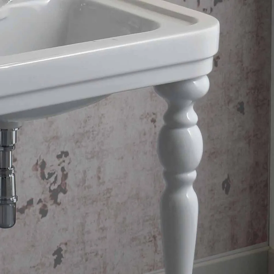 Lavabo consolle classico a doppia vasca in ceramica made Italy, Swami Viadurini