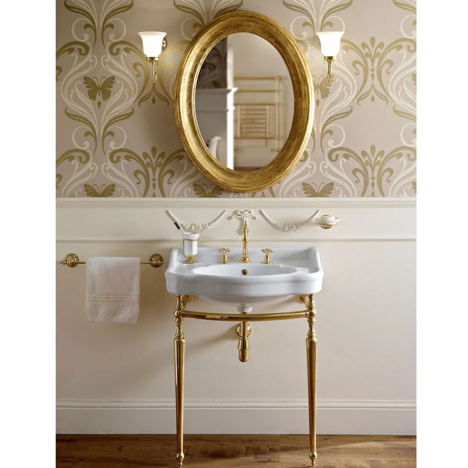 Lavabo Consolle con Doppia Vasca in Ceramica, Made in Italy Vintage - Paulina Viadurini