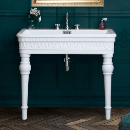 Lavabo Consolle in Ceramica Bianca Made in Italy Design Classico - Areta Viadurini