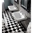 Lavabo Consolle L 65 cm in Ceramica con Piedi in Metallo, Stile Vintage - Marwa Viadurini