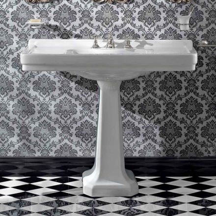 Lavabo Consolle su Colonna Vintage in Ceramica Made in Italy - Marwa Viadurini