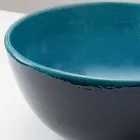 Lavabo d’Appoggio in Argilla Raku Finitura Cristallina Blu Persia - Fresco Viadurini