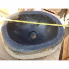 Lavabo da Appoggio Artigianale in Pietra Naturale di Fiume Moderno - Aurea Viadurini