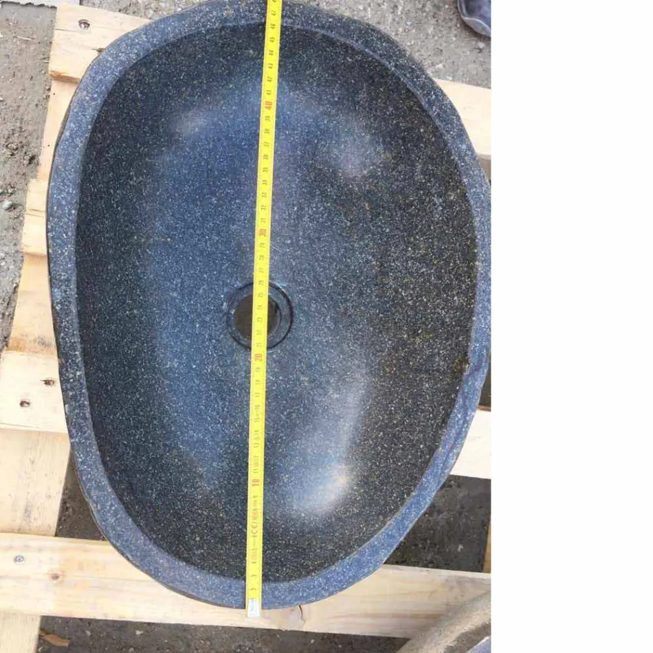 Lavabo da Appoggio Artigianale in Pietra Naturale di Fiume Moderno - Aurea Viadurini