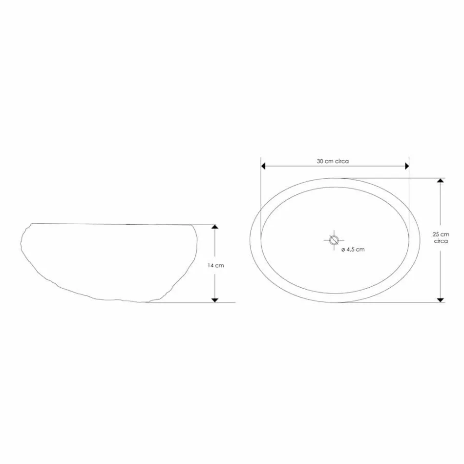 Lavabo da Appoggio Artigianale in Pietra Naturale di Fiume Moderno - Aurea Viadurini