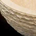 Lavabo da appoggio bianco in pietra naturale Finn, pezzo unico Viadurini