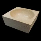 Lavabo da appoggio bianco in pietra naturale, pezzo unico, Zor Viadurini