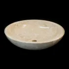 Lavabo da appoggio bianco in pietra naturale Ziva, pezzo unico Viadurini
