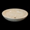 Lavabo bagno di design da appoggio in pietra naturale bianca Ziva