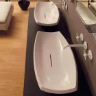 Lavabo da appoggio ceramica bianco di design moderno made Italy Laura Viadurini
