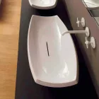 Lavabo da appoggio ceramica bianco di design moderno made Italy Laura Viadurini