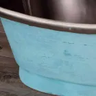 Lavabo da appoggio con finitura in ferro bianco e verderame Cala Viadurini