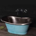 Lavabo da appoggio con finitura in ferro bianco e verderame Cala Viadurini