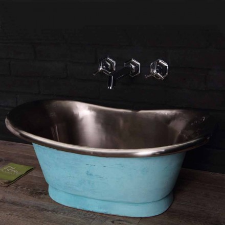 Lavabo da appoggio con finitura in ferro bianco e verderame Cala Viadurini