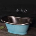 Lavabo da appoggio vintage con finitura in nickel satinato e verderame Calla