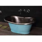 Lavabo da appoggio con finitura in ferro bianco e verderame Cala Viadurini