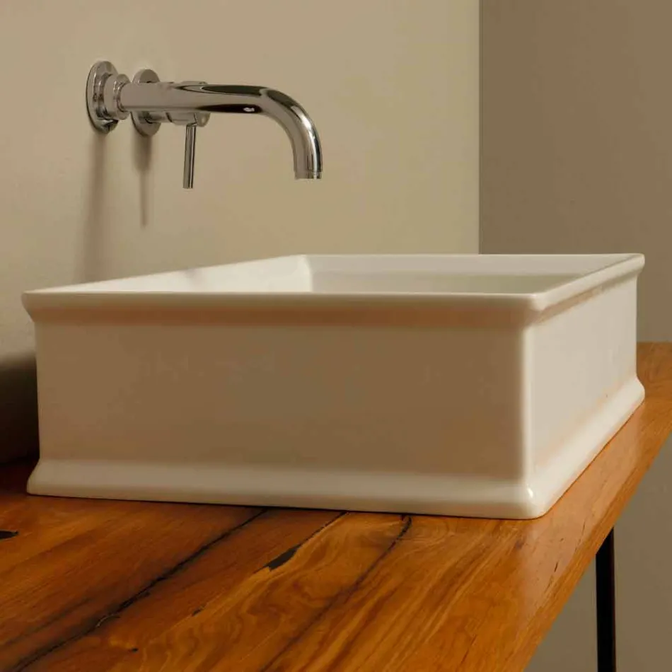 Lavabo da appoggio dal design neoclassico ceramica made  Italy Debora Viadurini