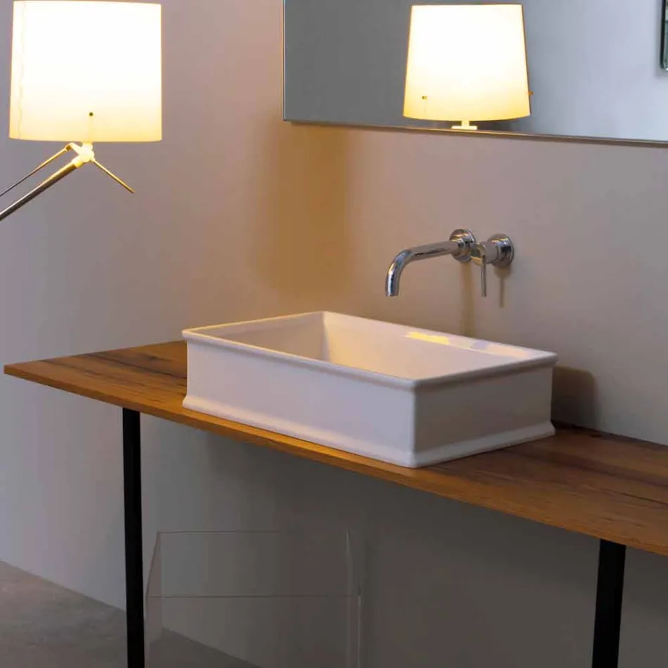 Lavabo da appoggio dal design neoclassico ceramica made  Italy Debora Viadurini