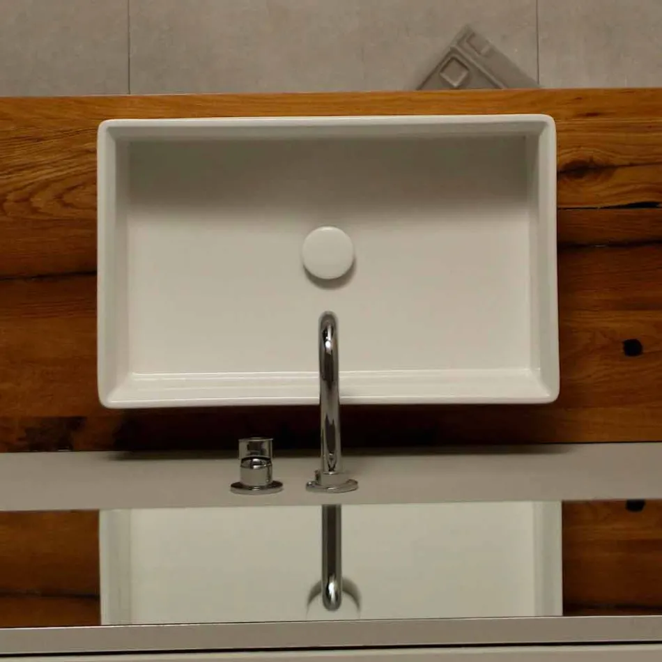 Lavabo da appoggio dal design neoclassico ceramica made  Italy Debora Viadurini