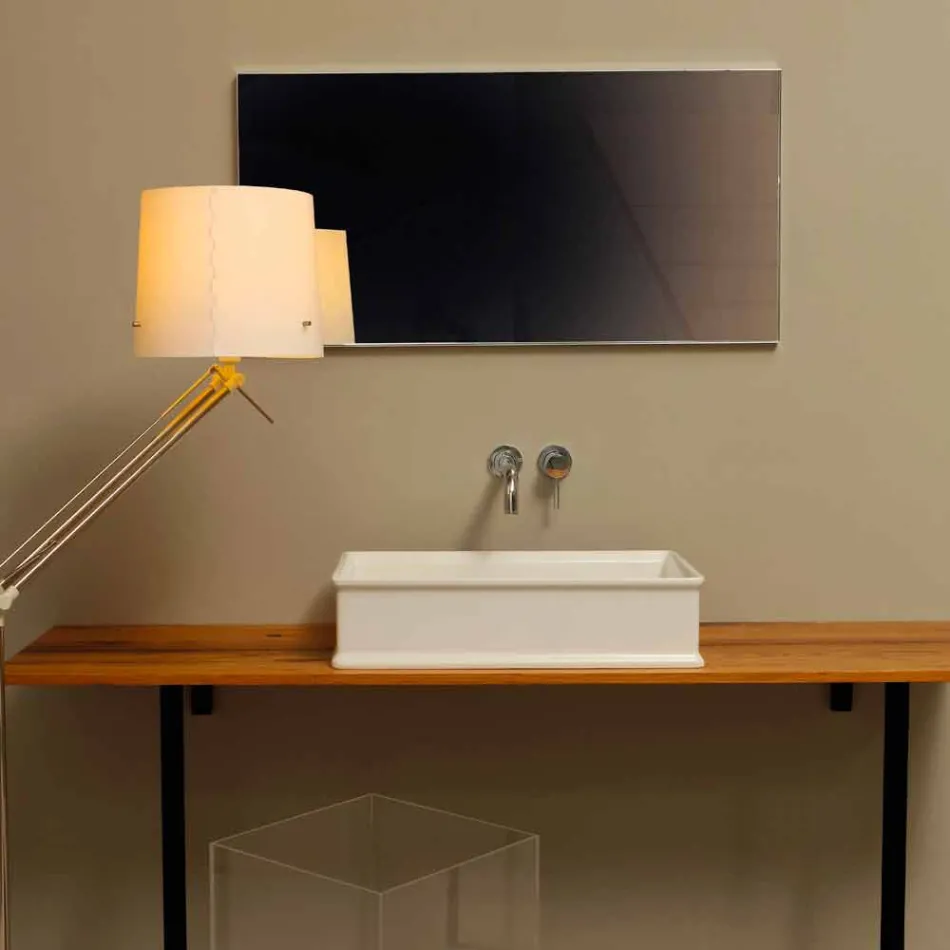 Lavabo da appoggio dal design neoclassico ceramica made  Italy Debora Viadurini