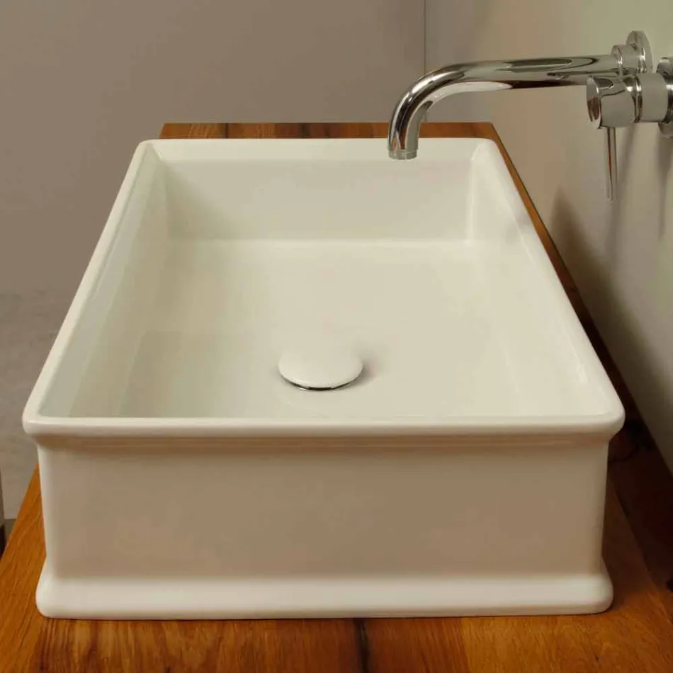 Lavabo da appoggio dal design neoclassico ceramica made  Italy Debora Viadurini