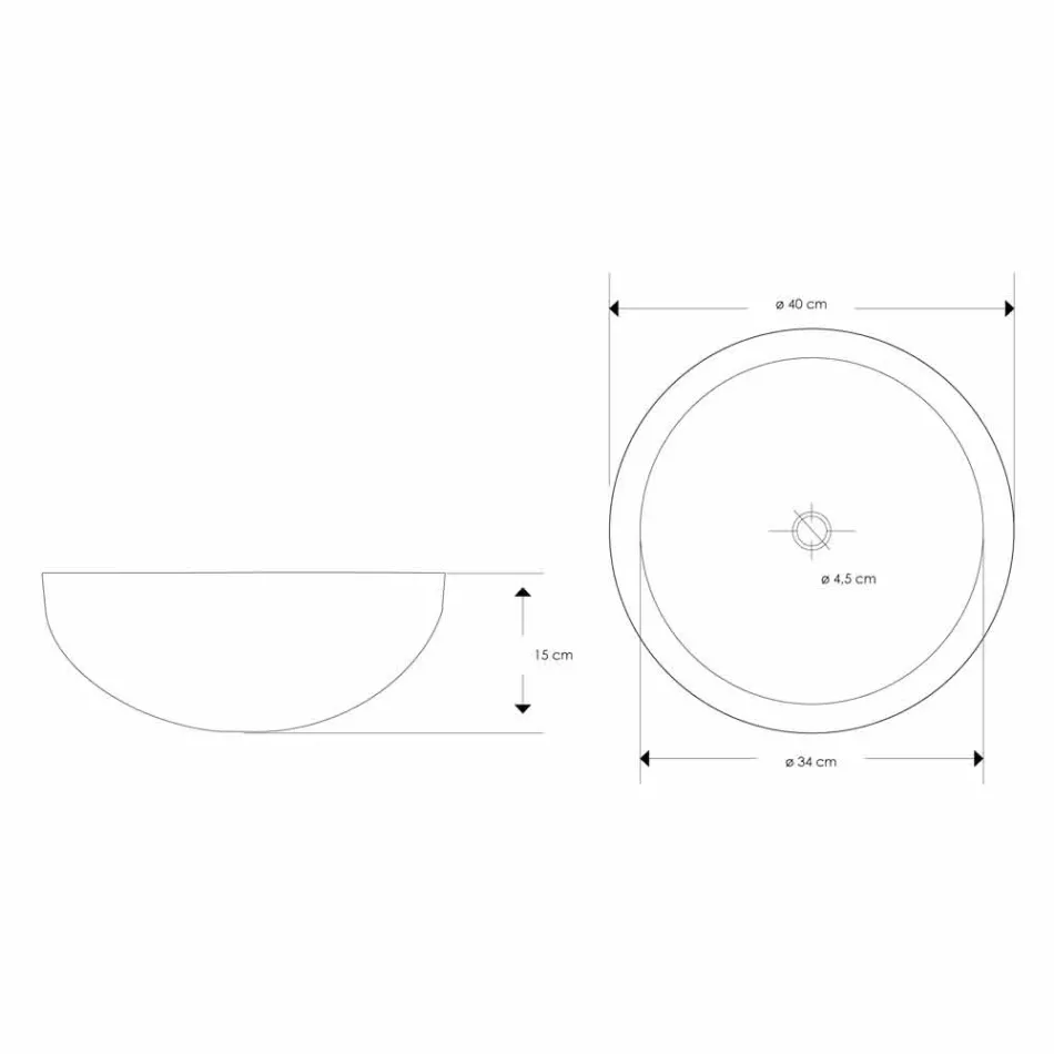 Lavabo da Appoggio Design Rotondo in Marmo Nero Lavorato a Mano - Lino Viadurini