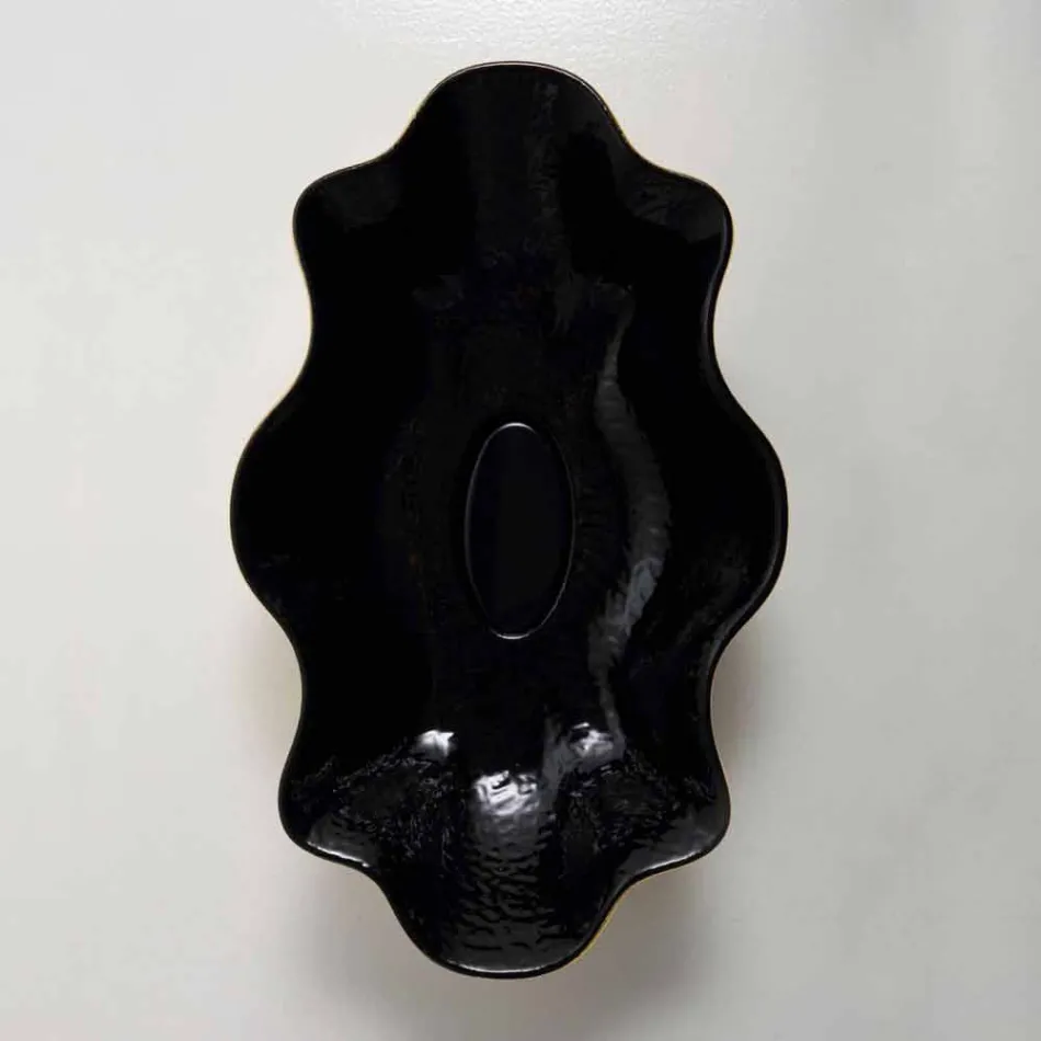 Lavabo da appoggio di design ceramica nero e oro made in Italy Cubo Viadurini