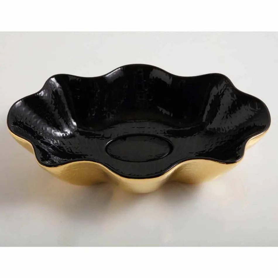 Lavabo da appoggio di design ceramica nero e oro made in Italy Cubo Viadurini