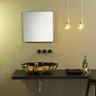 Lavabo da appoggio di design ceramica nero e oro made in Italy Cubo Viadurini