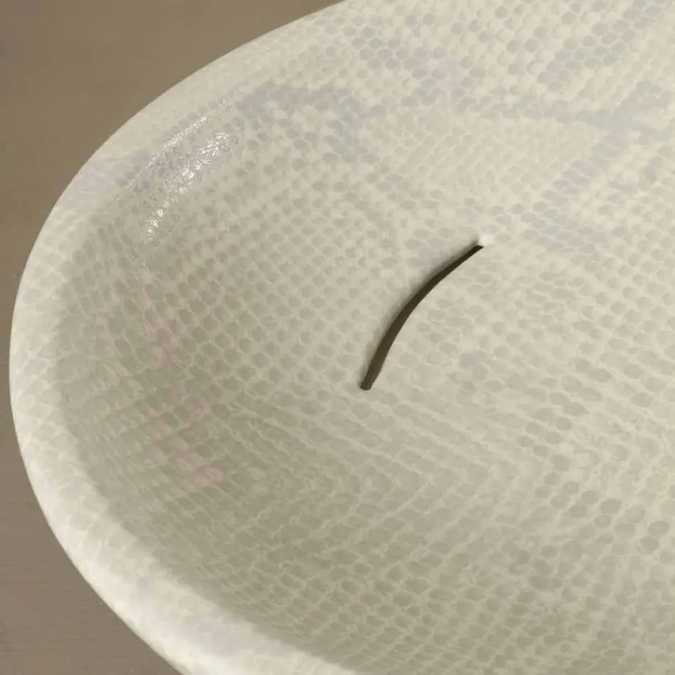 Lavabo da appoggio di design ceramica pitone bianco made Italy Glossy Viadurini