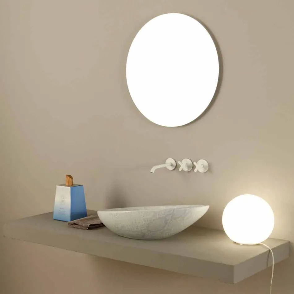 Lavabo da appoggio di design ceramica pitone bianco made Italy Glossy Viadurini