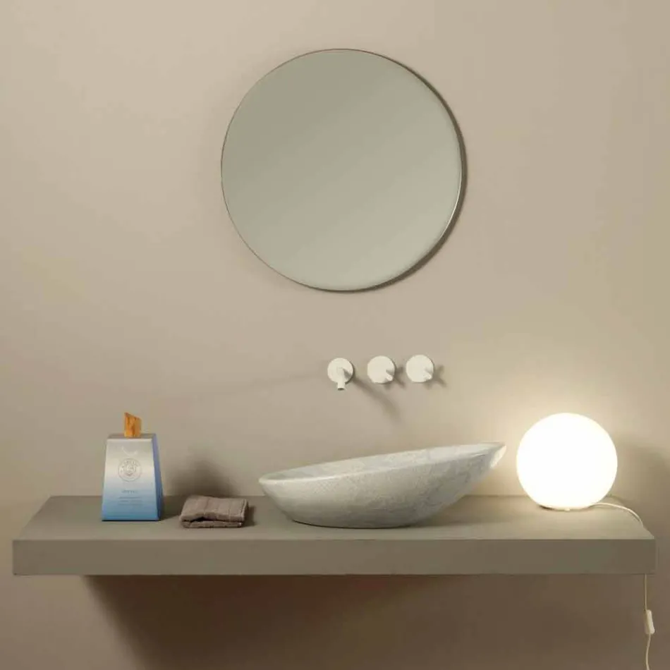 Lavabo da appoggio di design ceramica pitone bianco made Italy Glossy Viadurini