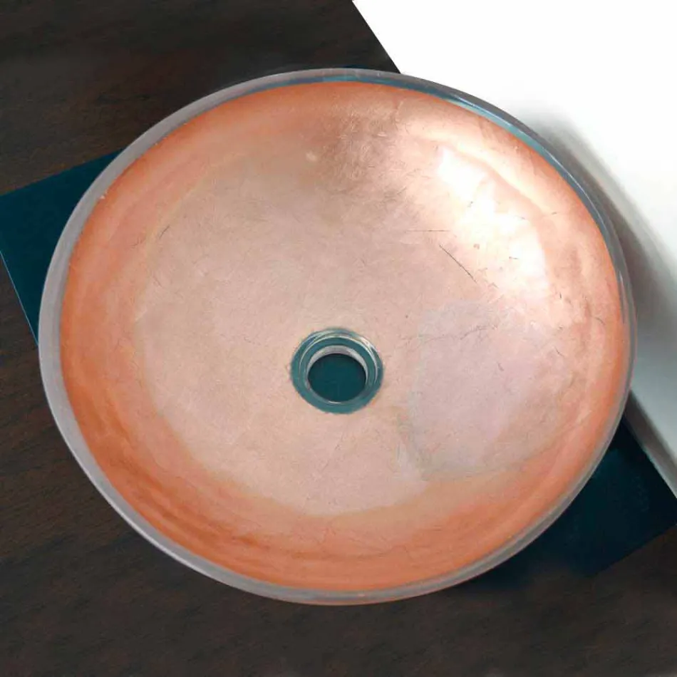 Lavabo da Appoggio di Design in Resina Traspaente e Rame - Salvatore Viadurini