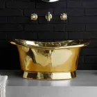 Lavabo da appoggio di design interamente in ottone Calla Viadurini