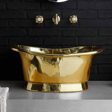 Lavabo da appoggio di design interamente in ottone Calla Viadurini