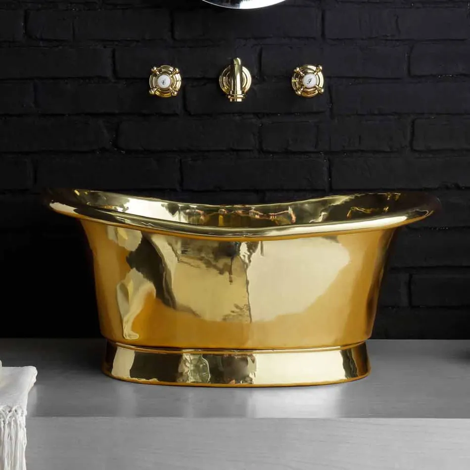 Lavabo da appoggio di design interamente in ottone Calla Viadurini