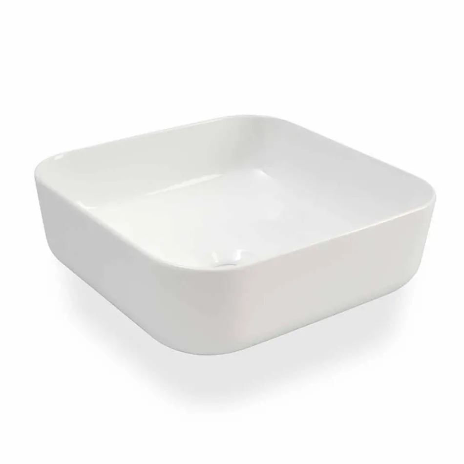 Lavabo da Appoggio di Design Moderno in Ceramica Bianca Made in Italy – Turku Viadurini