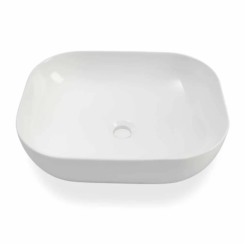 Lavabo da Appoggio di Design Moderno in Ceramica Bianca Made in Italy – Turku Viadurini
