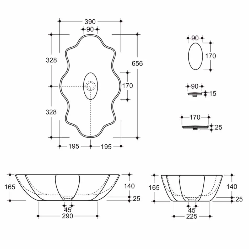 Lavabo da appoggio di design moderno in ceramica fatto in Italia Cubo Viadurini