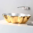 Lavabo da appoggio di design moderno in ceramica fatto in Italia Cubo Viadurini