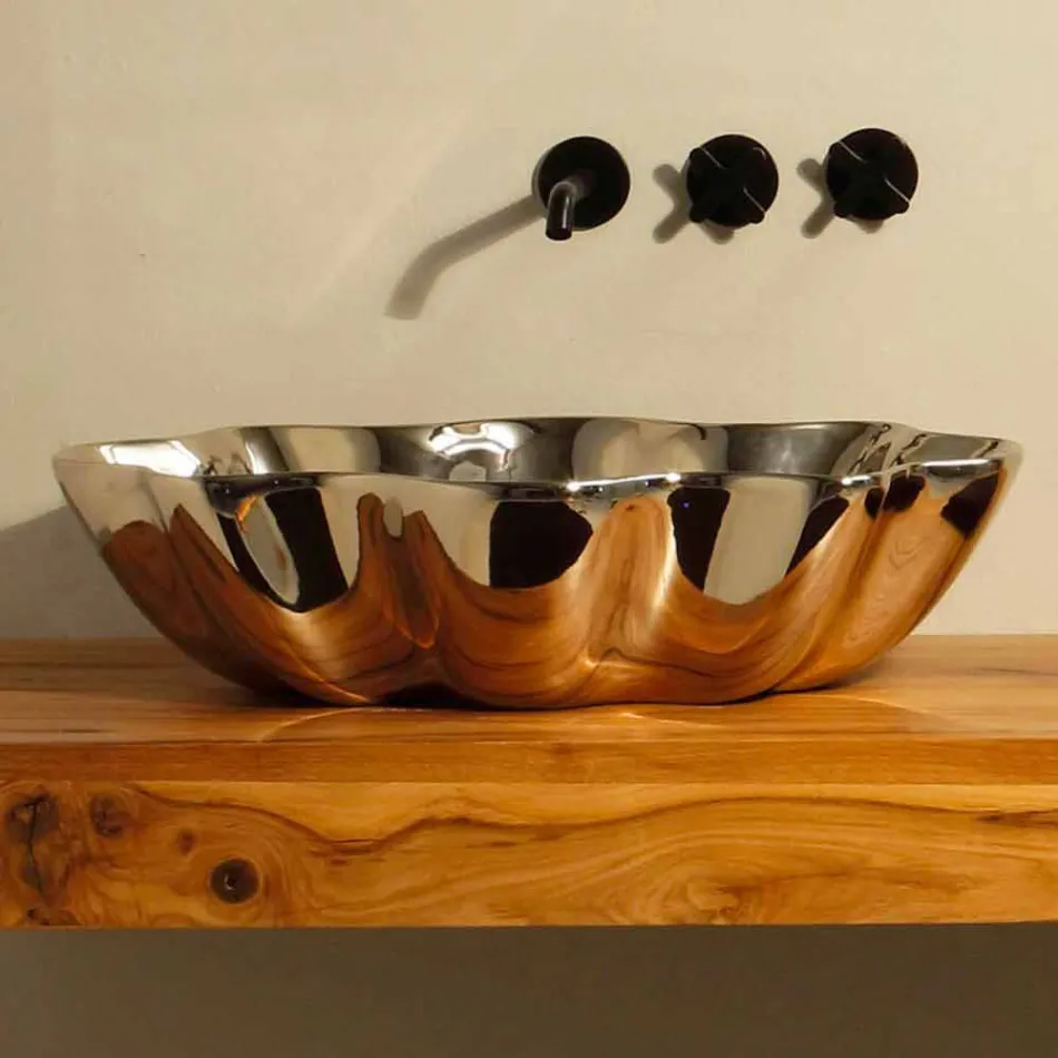 Lavabo da appoggio di design moderno in ceramica made in Italy Cubo Viadurini