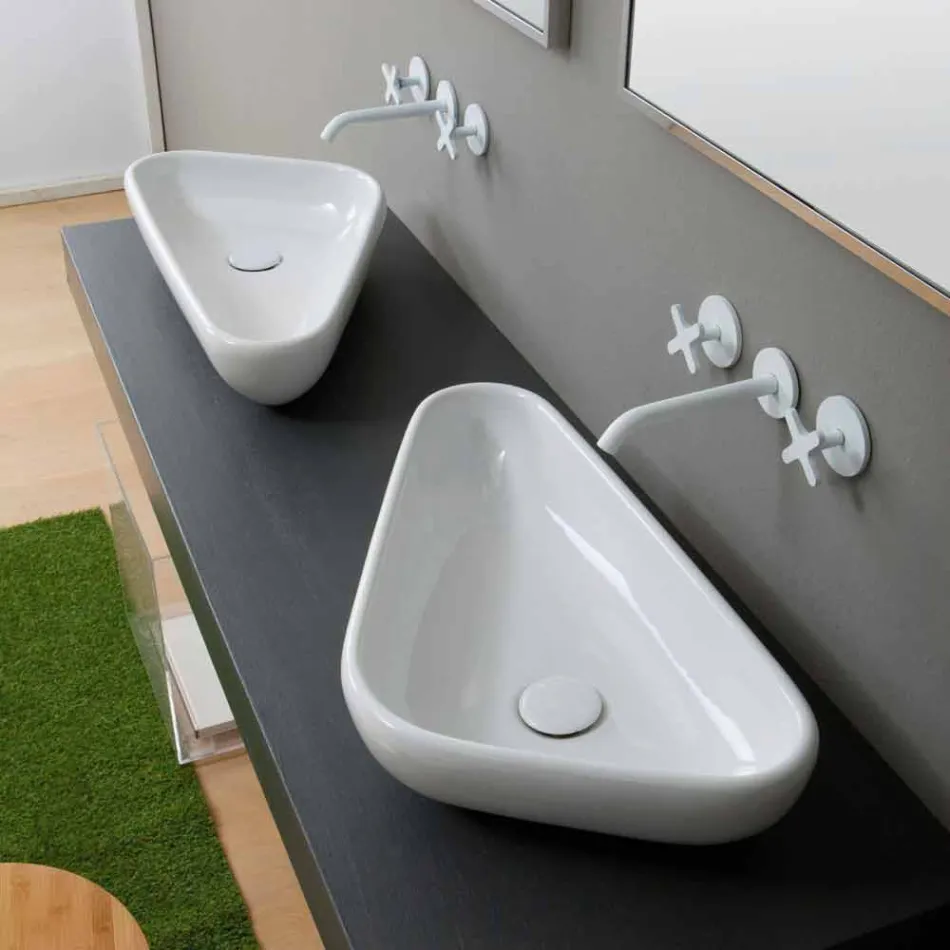 Lavabo da appoggio di design moderno in ceramica made in Italy Sofia Viadurini