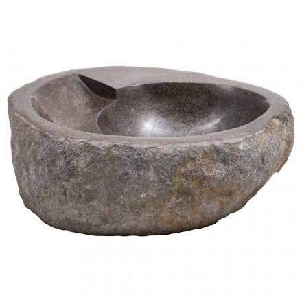 Lavabo da appoggio di moderno design in pietra di fiume, Busca Viadurini