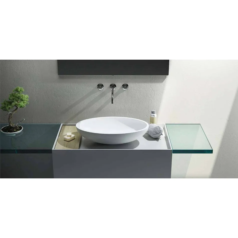 Lavabo da appoggio freestanding ovale prodotto in Italia, Frascati Viadurini